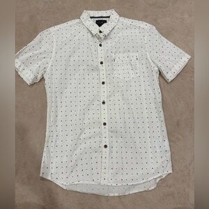 White Patterned Men's Short Sleeve Shirt